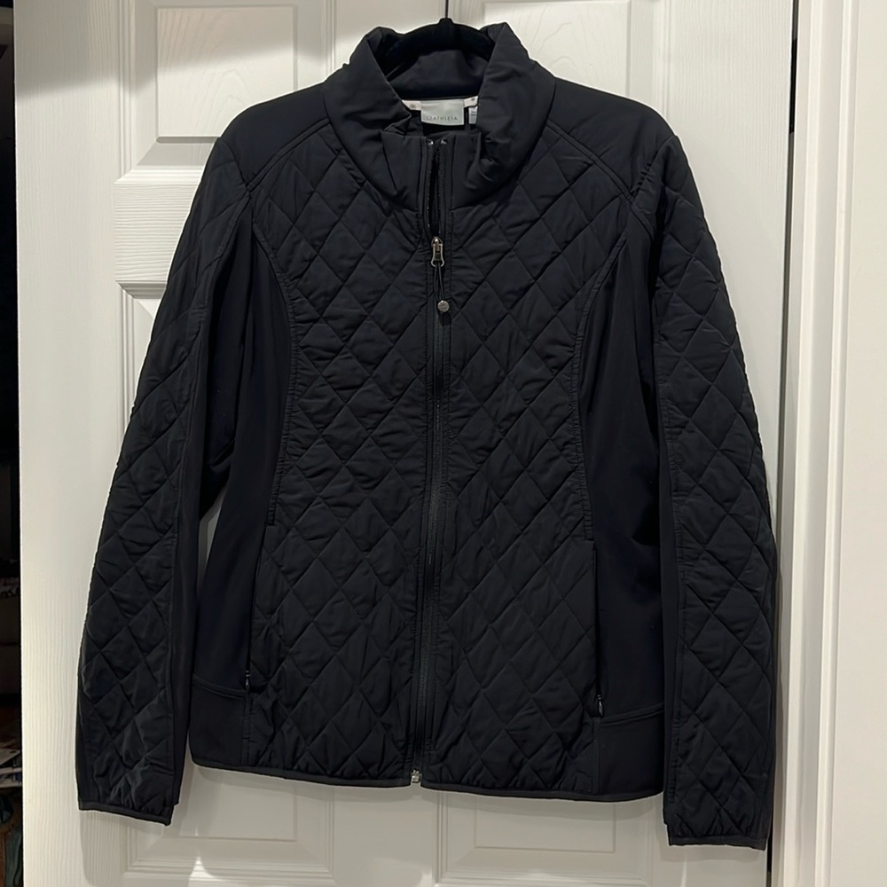 Athleta Black Quilted Full-Zip Jacket